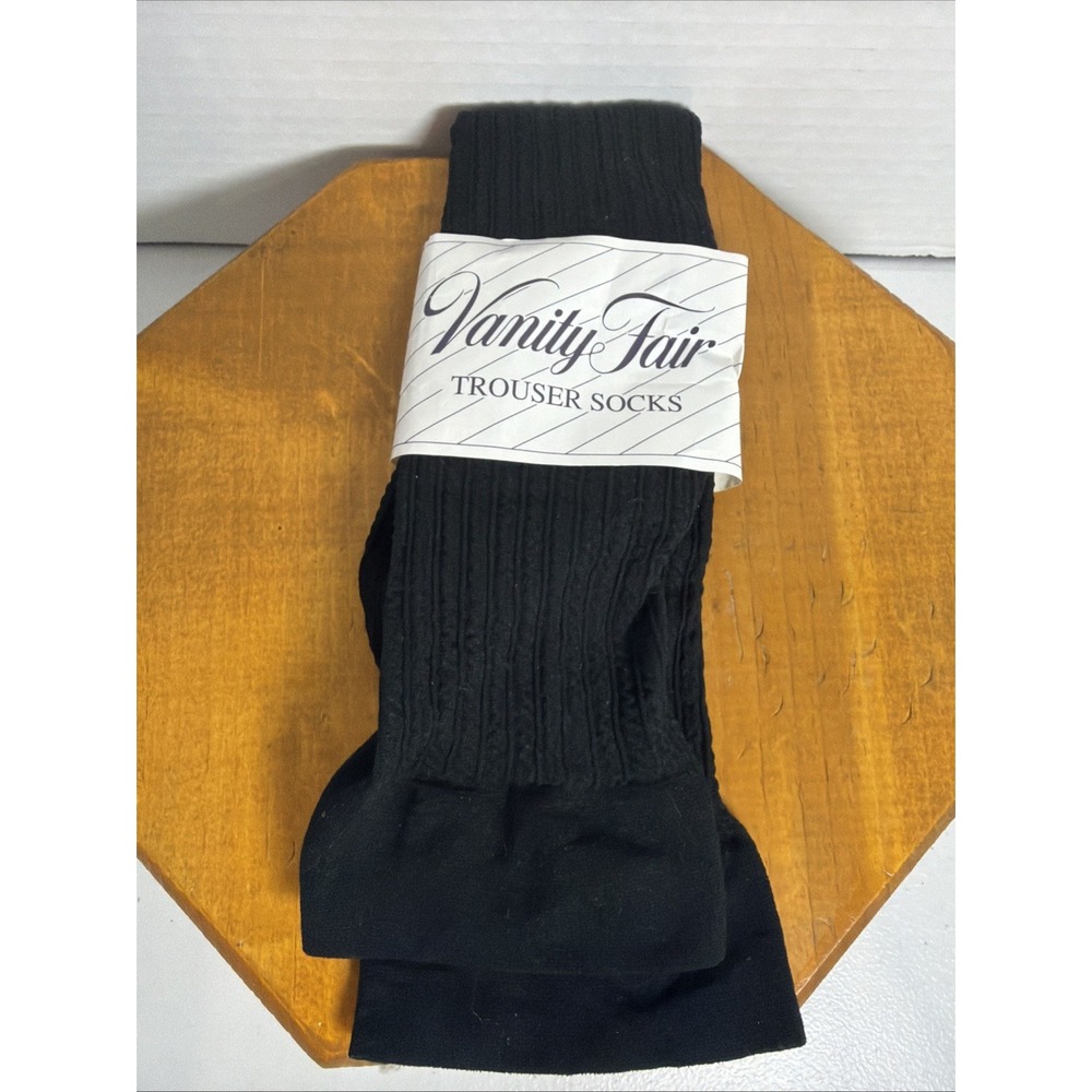 Vintage Vanity Fair‎ Black Trouser Socks USA Fits 8.5–11